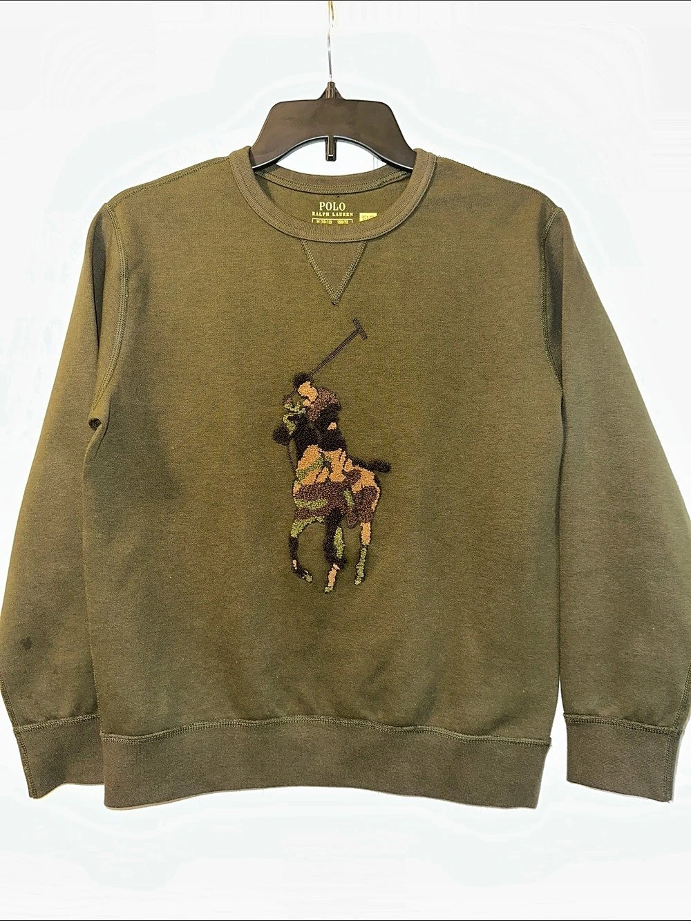 Boy’s Polo Ralph Lauren Camo Big Pony Double-Knit Sweatshirt - Size M (10-12)